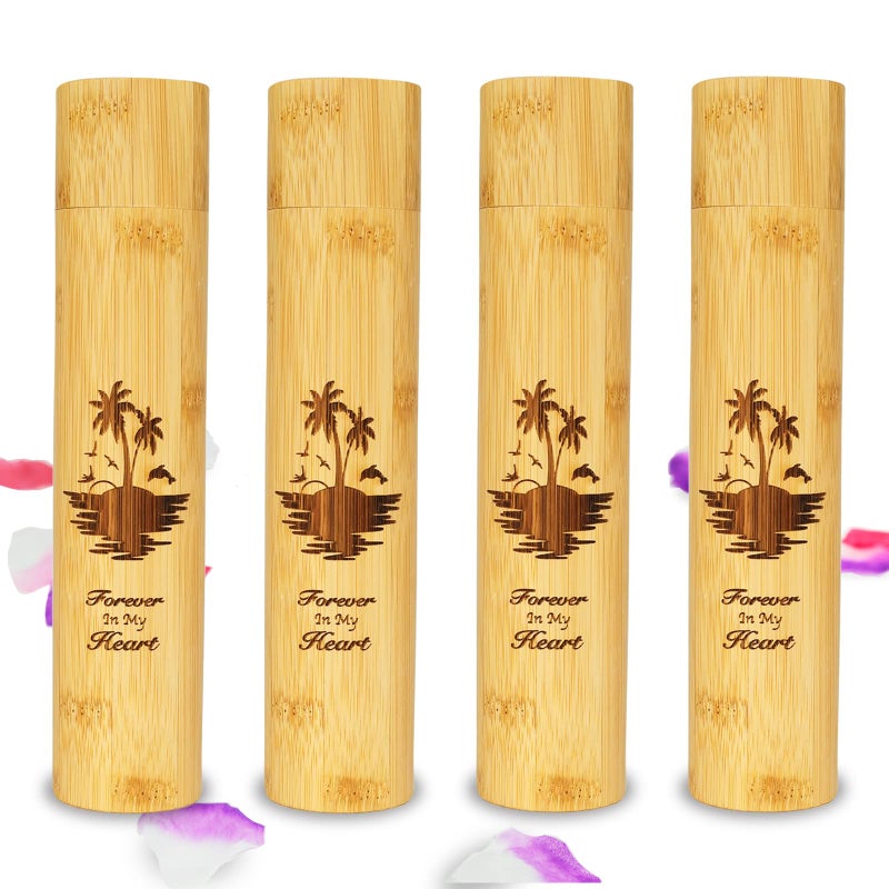 AODIYA Set of 4 Small Bamboo Scattering Urn Tube for Human Ashes, ECO Friendly Bamboo Spreading Cremation Tube Urn for Human Pet Ashes(Ocean Sunset) - Image 1